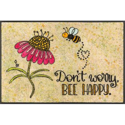 Fußmatte "Bee Happy", bunt, B:60cm L:85cm, Polyamid, WASH+DRY BY KLEEN-TEX, Teppiche, Fußmatte