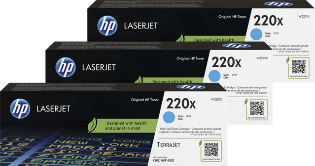 HP 220X LaserJet Toner Cyaan 3 stuks