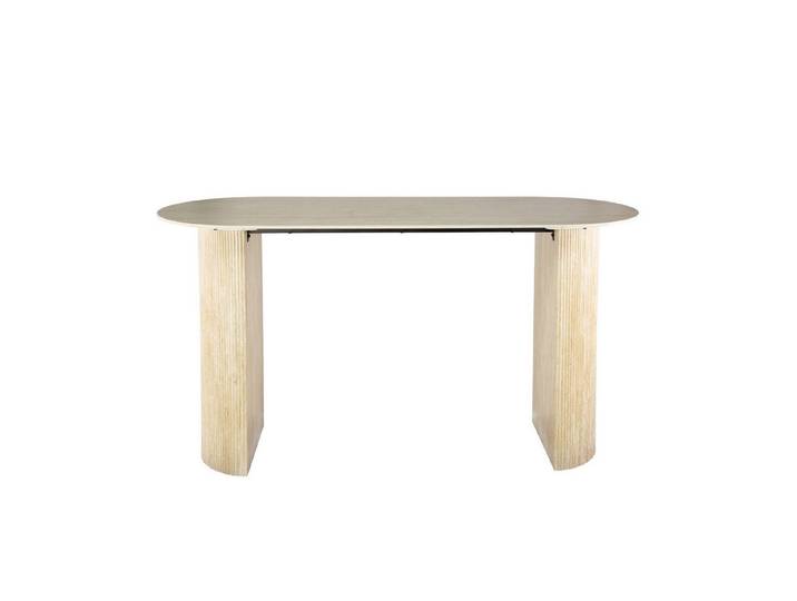 Villa Möbel Bartisch Romano (1 Tisch, 1-St), Flach ovaler Bartisch in Travertin Optik