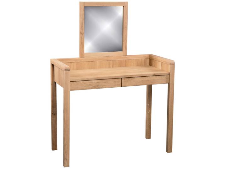 Linea Natura Schminktisch, Wildeiche, Holz, Wildeiche, massiv, 2 Schublade(n) Schubladen, rechteckig, U-Form, 45x75-135x100 cm, Schlafzimmer, Schminktische