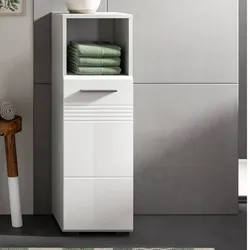 Beistellschrank Bad Badezimmerschrank Hochglanzfront mit einem offenen Fach
