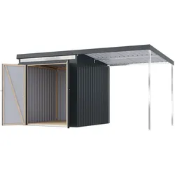 Karibu Metall-Gerätehaus »Anuke 2« mit 2-m-Anbaudach - 414x209x213cm - anthrazit -