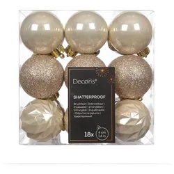 Christmas Decorations 18 Weihnachtskugeln Kunststoff 4cm Mix Glanz Glitzer Ornament Baumschmuck Christbaumkugeln für Weihnachtsbaum Weihnachten bruchsicher Perle