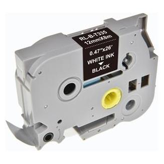 Ninestar Corporation Schriftband weiss auf schwarz 12mm/8m wie Brother TZE335 (1.20 cm, Weiss, Schwarz) (RL-BR TZ335P-WT/BK)