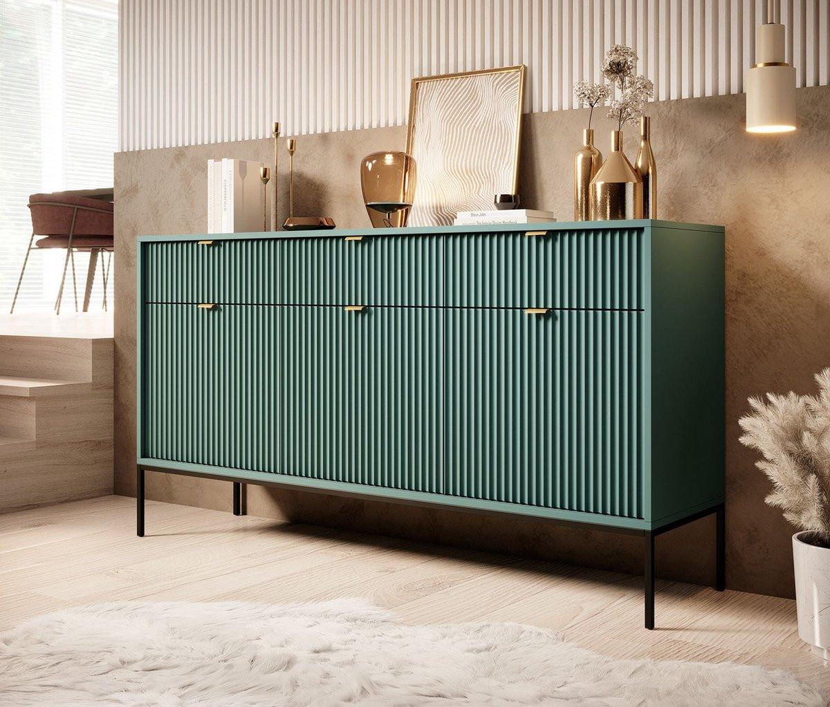 Meubella Dressoir Navil Groen Breedte: 154 cm