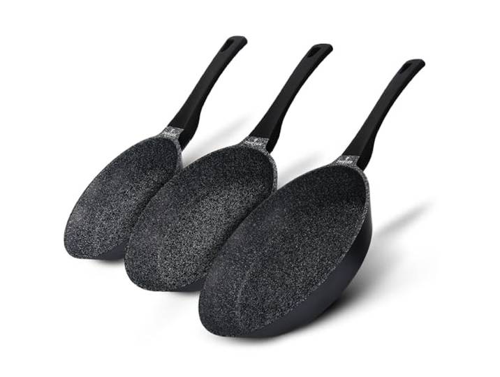 ZWIEGER Pfannenset Induktion – Pfannen 28, 24, 20 cm – Aluguss 3–teiliges Set, vollflächiger Edelstahlboden, für alle Herdarten geeignet – Antihaft, PFOA- & PFOS-frei, mit Pfannenschonern