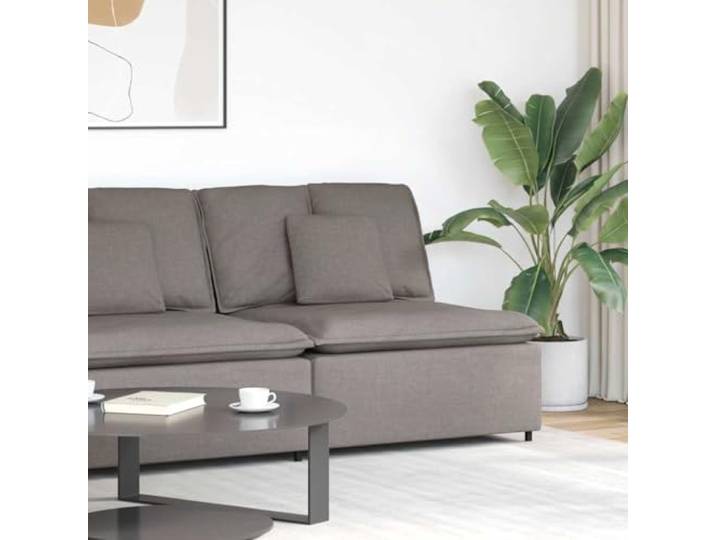 KFPOERTFGD Modulares Sofa, Mittelmodul mit Kissen, Textilene, Taupe, 100 Witterungsbeständiges Gewebe, Vielseitig kombinierbar, Stabiler Metallrahmen