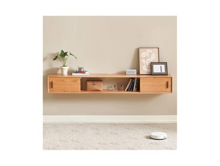 Vfs8dQ5kt Medieneinheit Schwimmender TV-Ständer aus Eiche, wandmontierter TV-Schrank(1300x250x250mm)
