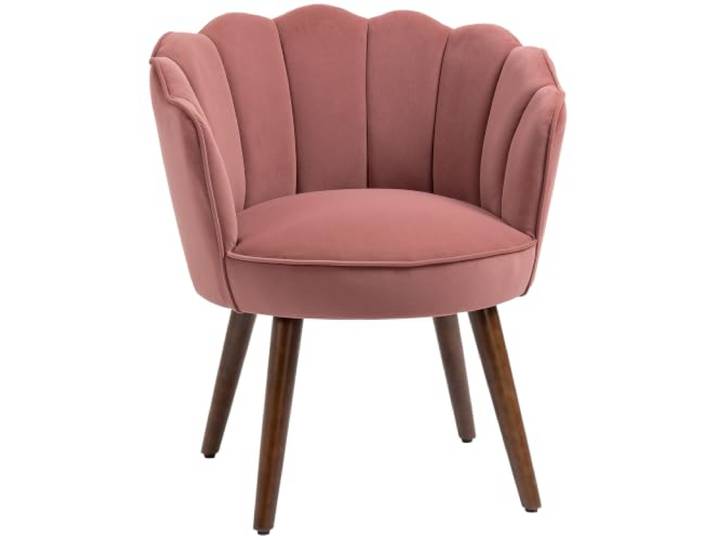 HOMCOM Sessel Wohnzimmer Loungesessel in Muschelform mit Holzbeine Rosa