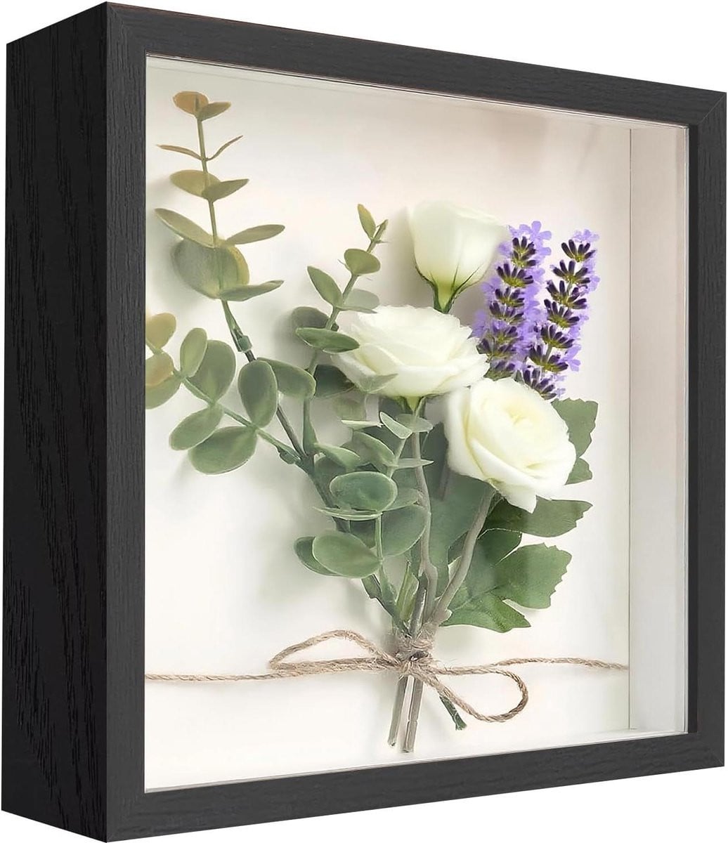 3D Fotolijst Hout - Zwarte Objectlijst met Diep Frame - 22 x 22 cm