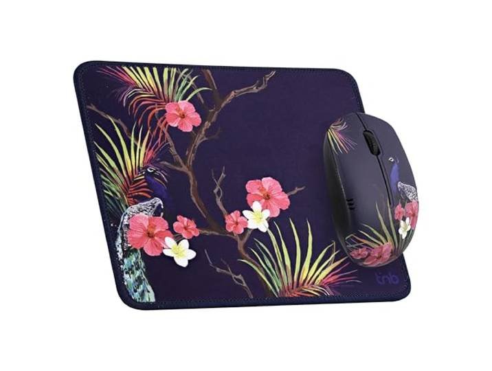 T'nB - Set van muismat + muis, ergonomisch, vloeiend, tropisch design, exclusief design - paars
