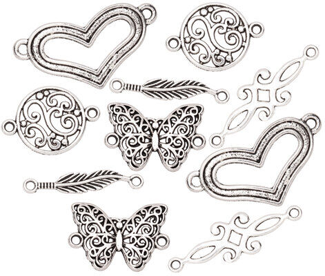 Zwischenteile "Schmetterling", silber, 20–30 mm, 10 Stück