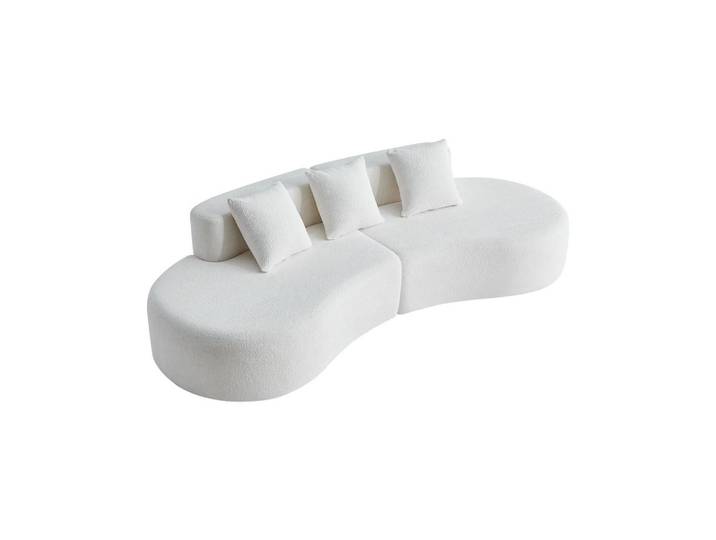 ComfortXL Ecksofa De-35255 gekrümmt Weiß, 277x103 cm, Wohnzimmer, Sofas & Couches, Wohnlandschaften, Ecksofas