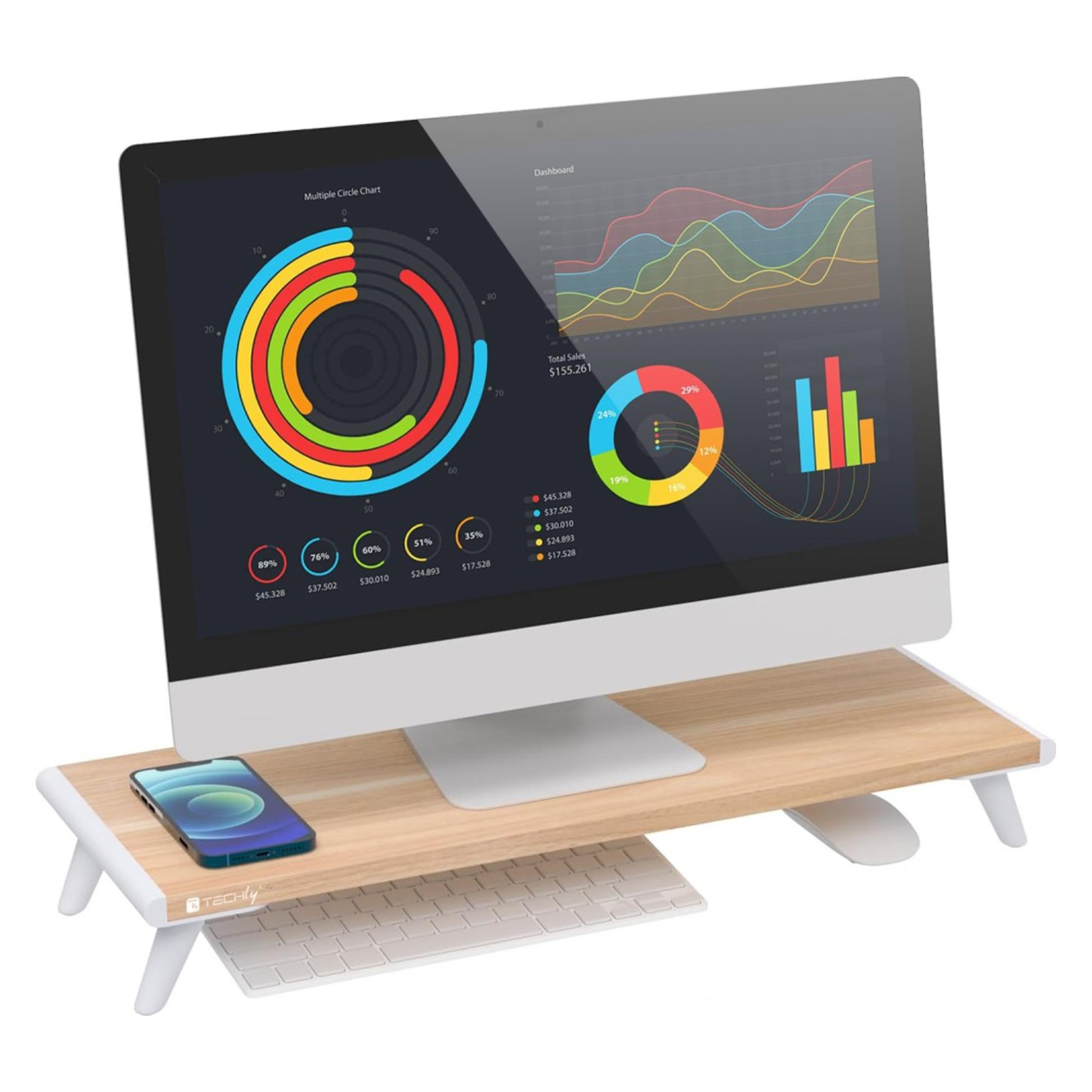 Techly Monitorständer Riser, Naturholz (ICA-MS-389)
