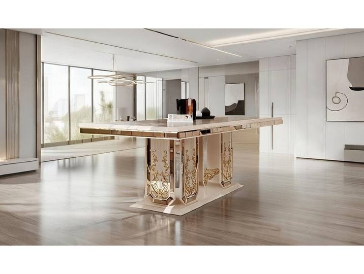 JVmoebel Esstisch Luxuriöser Esstisch mit goldenen Details und elegantem Design