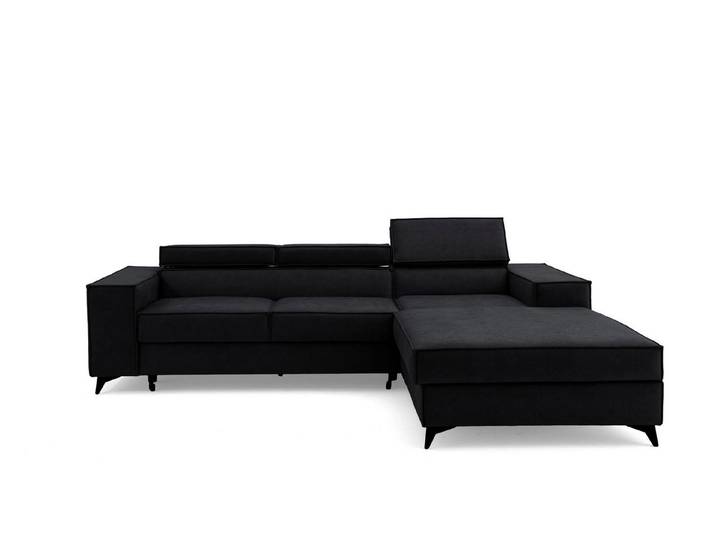Muffo Ecksofa PURE S, Bettwäschebehälter, modernes Design, Verstellbare Kopfstützen, Gelegenheitsschlaf-Funktion