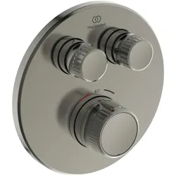 Ideal Standard CeraTherm Navigo Brausethermostat Unterputz A7296GN rund, 2 Entnahmen, Fertigmontageset, silver storm