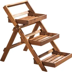 HC Garten & Freizeit 3-stufige Blumentreppe aus Akazienholz, ca. 81 x 55 x 76,5 cm - Braun