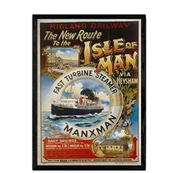 POSTER Isle Of Man Vintage A4 Schwarzer Rahmen