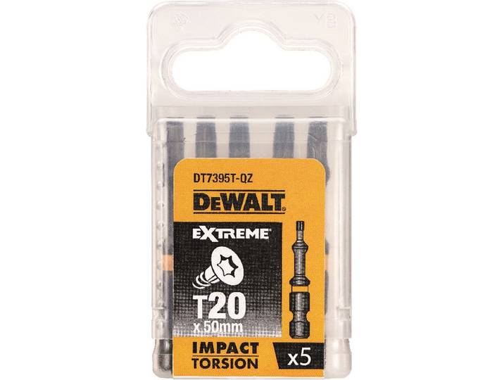 DeWALT T20 50mm Impact Torsion Schroefbits (5 stuks) - Extreme - DT7395T