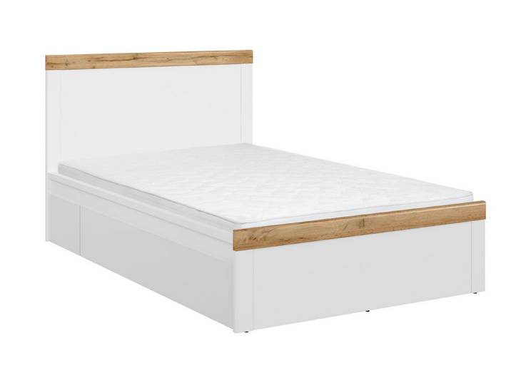 Feldmann-Wohnen Futonbett Holten (Ausführung mit 1 Bettschublade, Hochglanz & Holz-Optik, 0-tlg., moderne Optik, Ausführung mit 1 Bettschublade, Hochglanz & Holz-Optik), weiß Eiche Wotan Hochglanz Ausführung 120x200cm