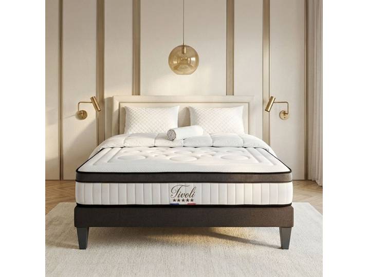 Pack Tivoli 140x190 cm Matelas Mousse + Sommier Bois + Accessoires
