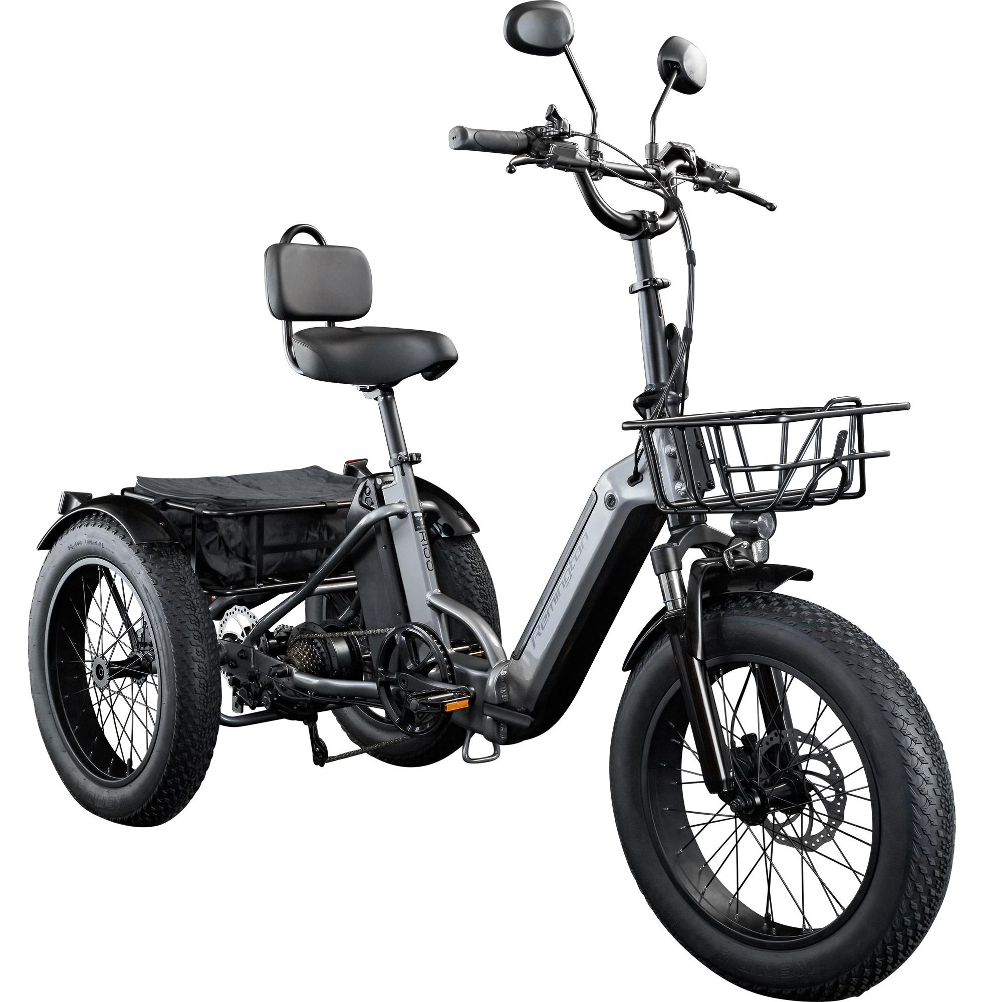 Remington R100 E Bike Dreirad 20 Zoll Elektrodreirad Pedelec City mit tiefem Einstieg klappbar schwarz/grau