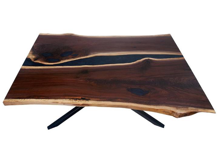 Xlmoebel Couchtisch Maßgefertigter Tisch aus Epoxidharz und echtem Holz mit Flussdesign (Couchtisch), Hergestellt in Europa