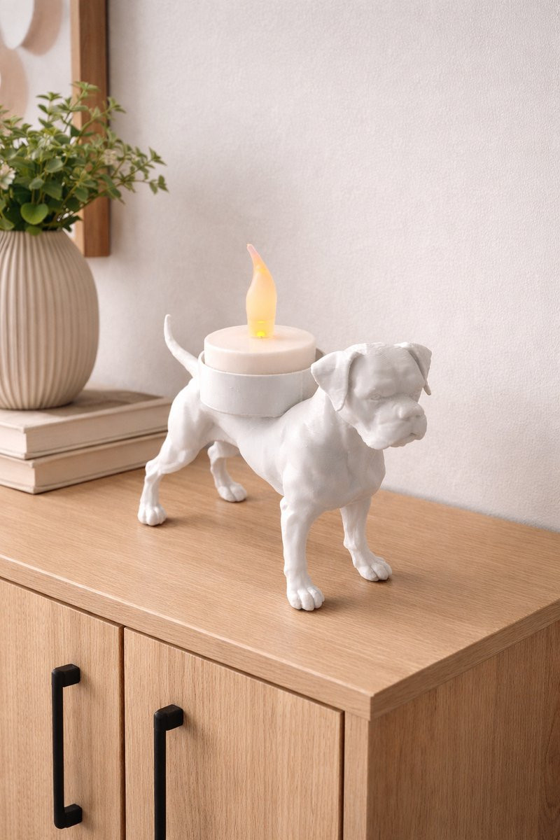 Wit Waxinelichthouder Cane Corso Decoratie