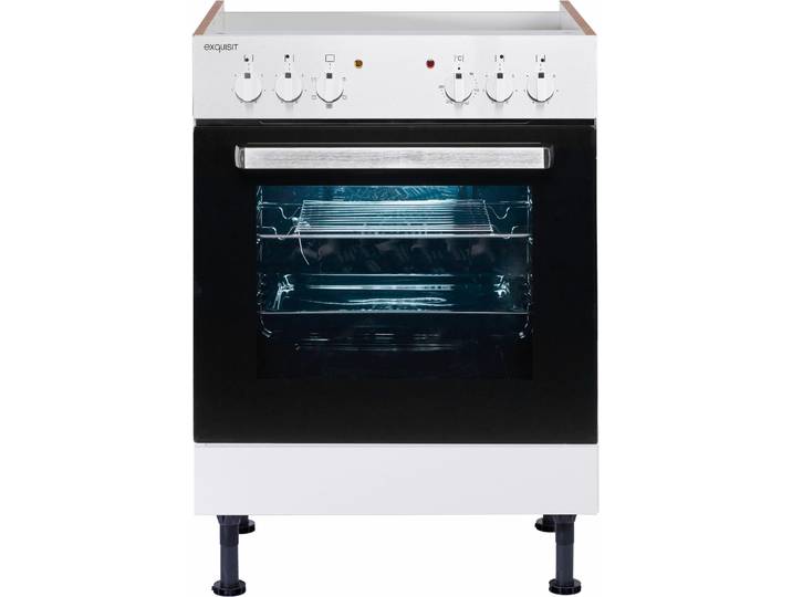 Herdumbauschrank KOCHSTATION KS-Cara , weiss (weiß glänzend, weiß), B:60cm H:87cm T:58,4cm, Schränke, Herdumbauschrank