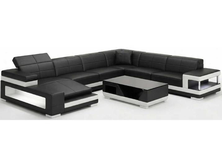 Xlmoebel Ecksofa Modernes Wohnzimmer Set Schwarz U Form Ecksofa Couchtisch Design, 2 Teile, Special features