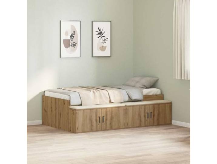 RJPLMFV Bettgestell, Holz, Technik, 90 x 190 cm, Eiche Mit Aufbewahrungsschubladen, modernes Design, inklusive Lattenrost, glatte Oberfläche