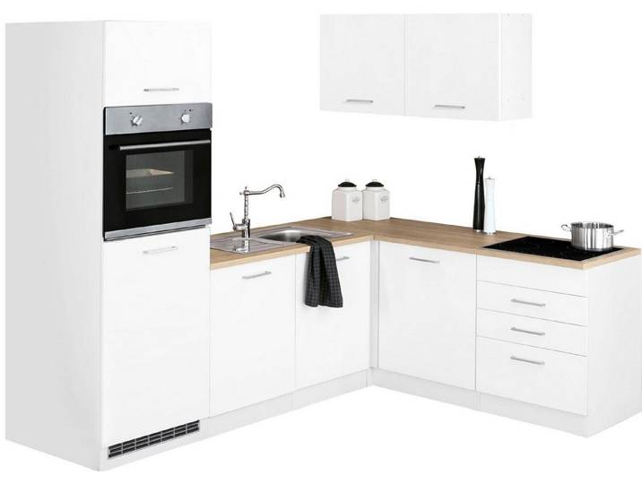KOCHSTATION Winkelküche KS-Visby, ohne E-Geräte, Winkel 240 x 180cm für Kühlschrank u. Geschirrspüler