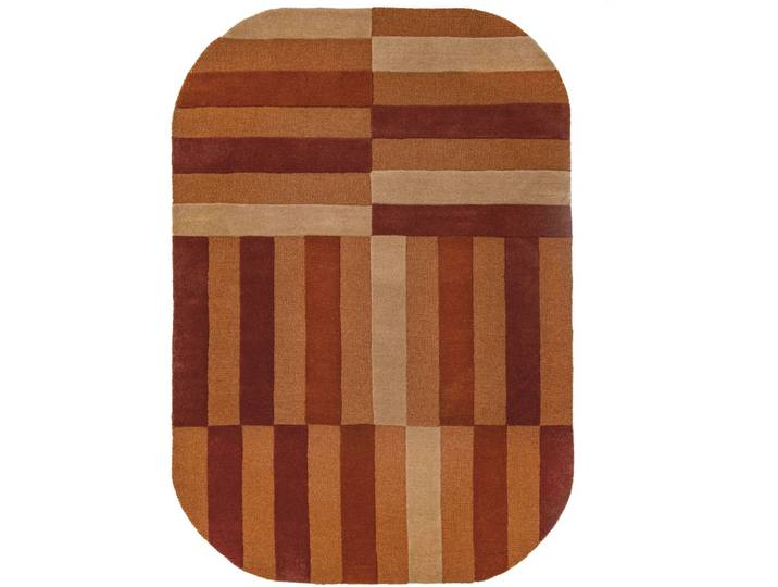 Teppich Elinor TERRAKOTTA Streifen 100 Prozent WOLLE 200 x 290 cm - Material: 100% Wolle