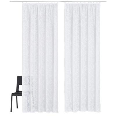 Gardine OTTO HOME "Tanaro, 2er-Set, Kräuselband, transparent, Schlingen Motiv" Gr. 1, weiß, B:140cm H:145cm, Voile, Polyester, Gardinen, Gardine, Vorhang, Fertiggardine, 2-er Set, mit Schlingen-Motiv bedruckt