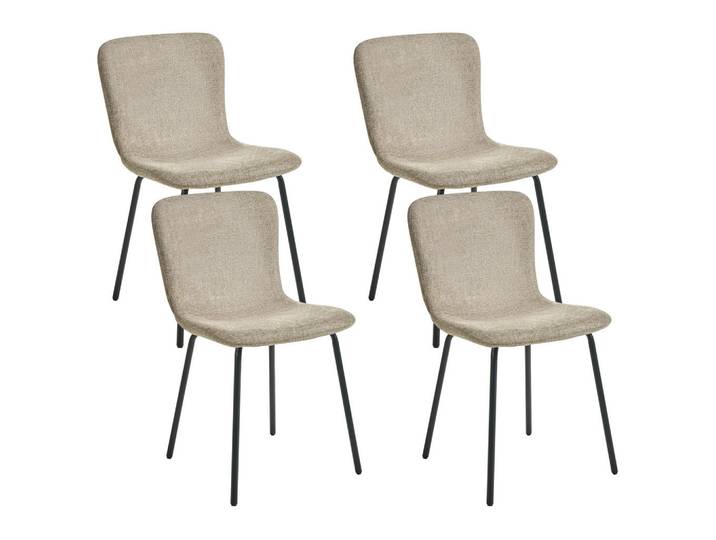 Beliani Esszimmerstuhl 4er-Set Beige Caldwell, Beige, Schwarz, 45x80x46 cm, Esszimmer, Stühle