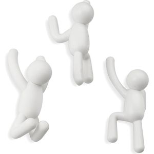 Umbra Garderobenhaken Buddy, 318165-660, weiß, Einzelhaken aus Kunststoff, 3-teilig, 3 Stück