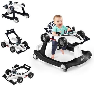 Costway 4-in-1 Foldable Activity Push Walker with Adjustable Height-White