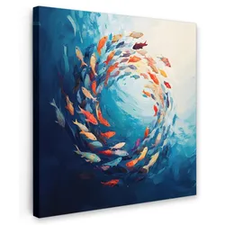 LEINWANDBILD Meer - Fische - Bunt - Dynamisch Deko Groß 90x90 cm