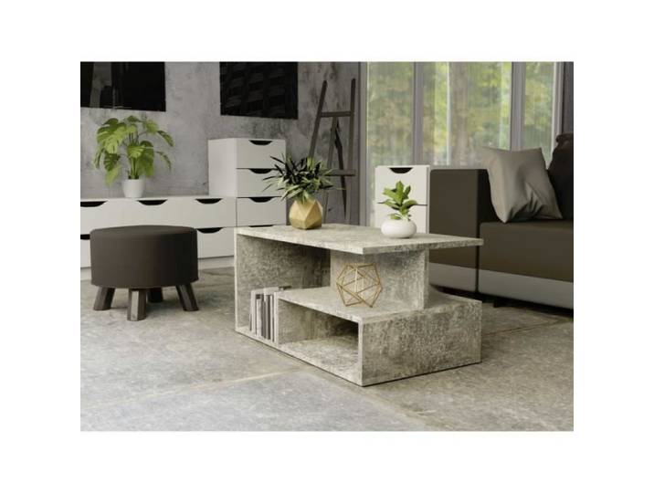 SIENNE - Table basse - Style industriel - Imitation béton -90x51x43 cm - Table à café