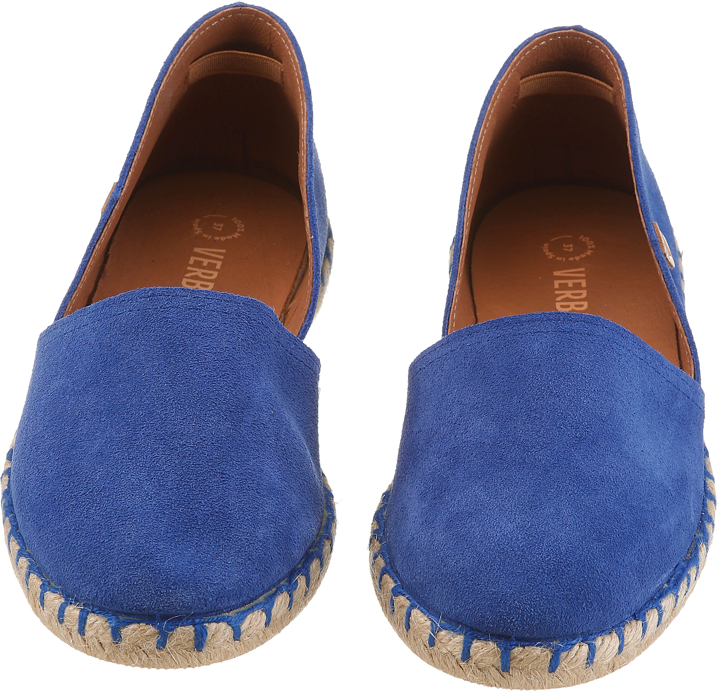 Espadrille VERBENAS "CARMEN SERRAJE", Damen, Gr. 35, ungefüttert, blau (royalblau), Veloursleder, Schuhe Espadrille, Sommerschuh, Schlappen mit Jute-Rahmen