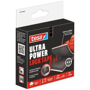 Tesa Klettband Ultra Power Lock Tape 55233, schwarz, selbstklebend, 1x Haken, 1m x 25mm
