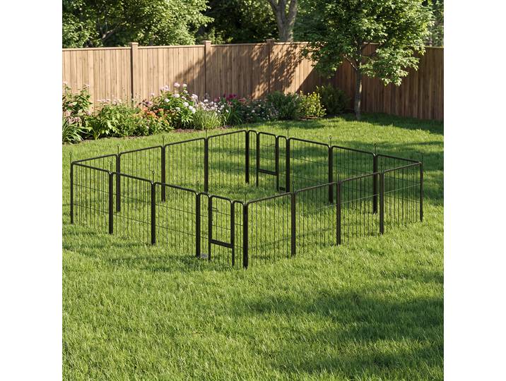 PawHut Parc pour Chien 16 Panneaux Clôture Portable Noir