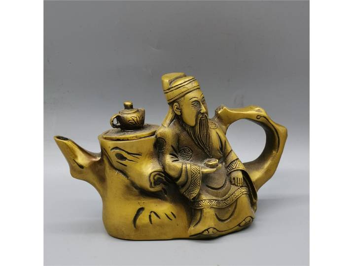Ornement décoratif, pot à eau en laiton, théière, souche d'arbre, pot à vin de mûrier, objet artisanal antique