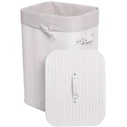 Mendler Wäschekorb HWC-C21, Laundry Wäschebox Wäschesammler Wäschebehälter Wäschetonne, Bambus 61x43x32cm 70l ~ weiß