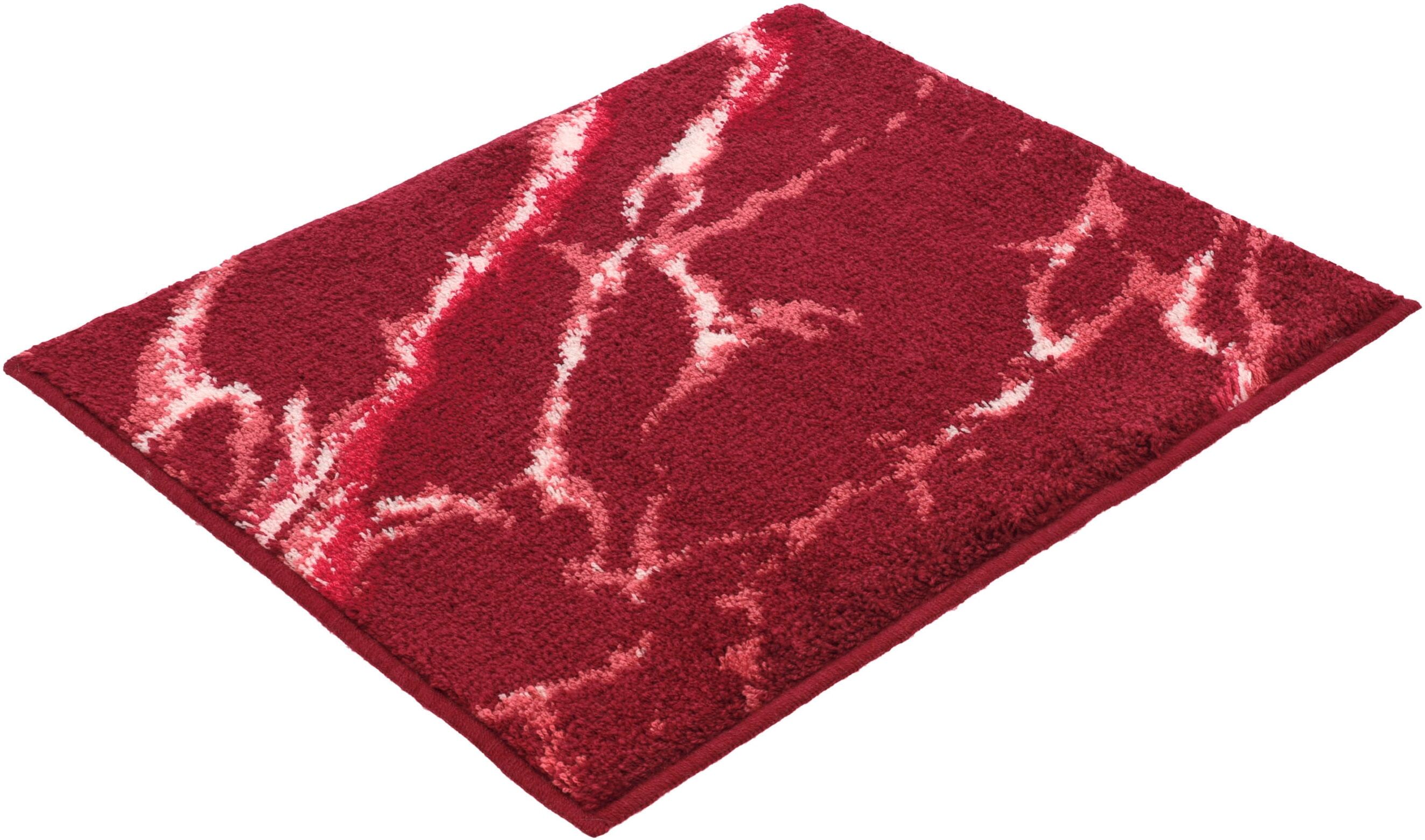 Badematte VOSSEN "»Marble«", rot (rubin), H:16mm, Polyacryl, Badematten, Badematte rubin rechteckig (50cm x 60cm )