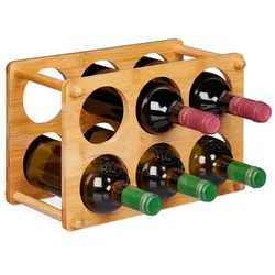 Relaxdays Weinregal 6 Flaschen Bambus Hellbraun