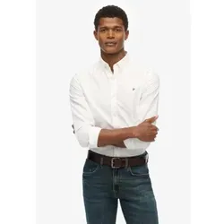 Superdry für Herren. M4011037A Classic Oxford L/S Hemd weiß (S), Baumwolle, Klassisch, Langarm