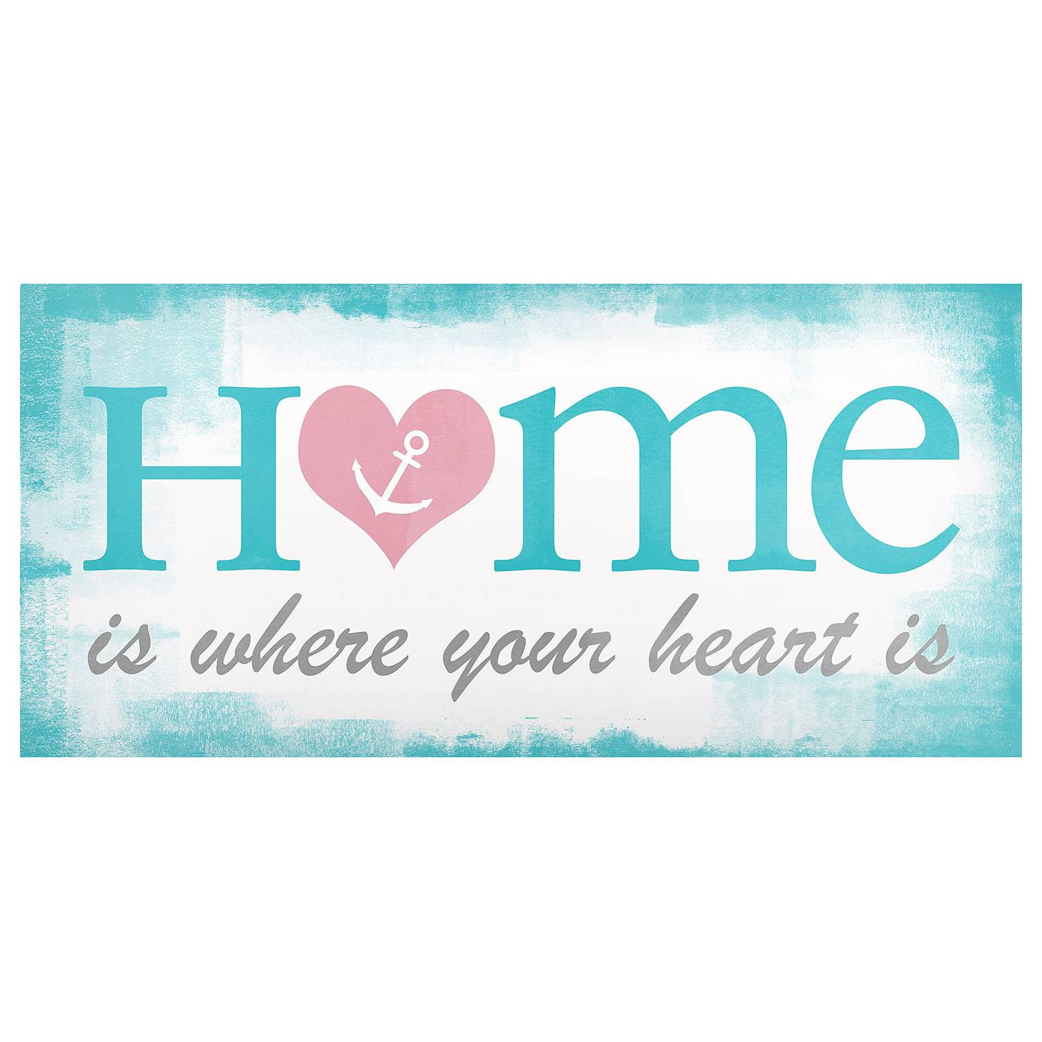 home24 Magneetbord Home is where your Heart is, Blauw, B/D/H: 78 x 37 x 2 cm