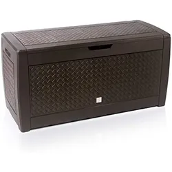 CAP’N COOK klappbare Gartenbox | LxBxH 119x48x60 cm | 310L Stauraum Platz | Kissenbox mit Deckel | Haltegriffe und Rollen | Auflagenbox | Braun